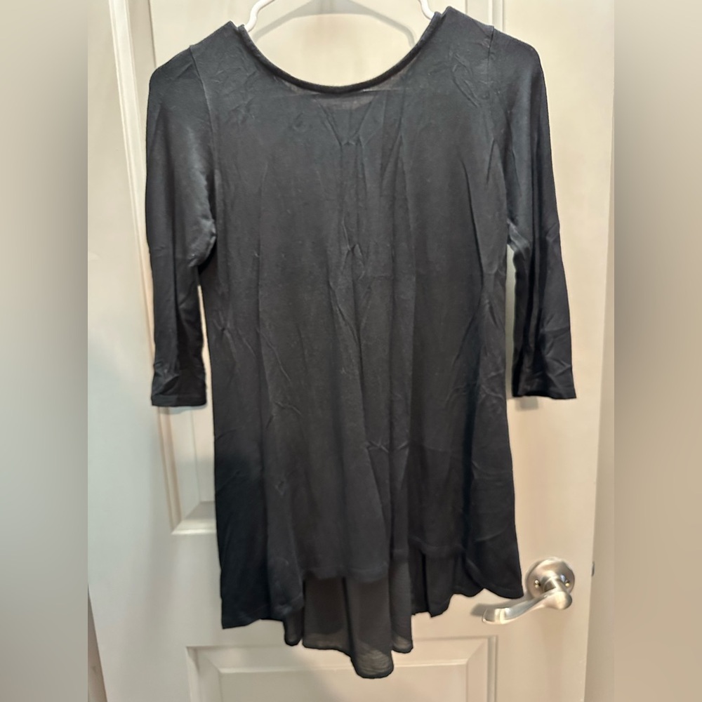 Kim & Cami Size M Black 3/4 Sleeve Tunic EUC